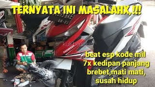 tutorial||Honda beat esp kode mil 7× kedipan panjang brebet dan solusix