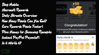 Bing Mobile Microsoft Rewards Daily Streak Overview - Earn Rewards Points Faster & $$ For Receipts!