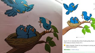 Wall sticker | how to apply wall stickers at home| wall stickers design ideas |blue birds sticker