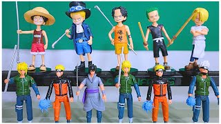 Bonecos ONE PIECE vs NARUTO (Luffy, Sabo, ACE, Zoro, Sanji) (Sasuke, Minato, Kakashi)