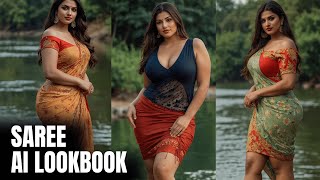 [4K] AI ART LOOKBOOK | AI LOOKBOOK SAREE - 5 SAREE TIPS FOR PLUS-SIZE WOMEN: LOOK FABULOUS