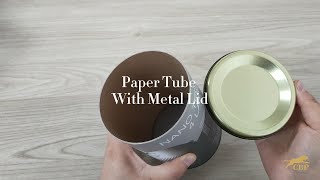 Paper tube with metal lid