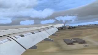 a380 wingview landing at Guarulhos SBGR