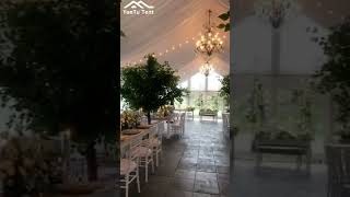 Marquee Tent Decorate as Romantic Wedding Scene.