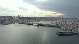 istanbul, eminönü, galata köprüsü, camii, haliç, iskele, drone, flycam, ysv ao 4k 2371