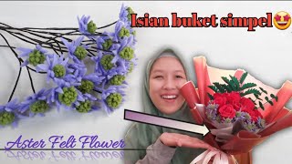 Bunga Aster - Cara membuat bunga Aster dari kain flanel - isian buket