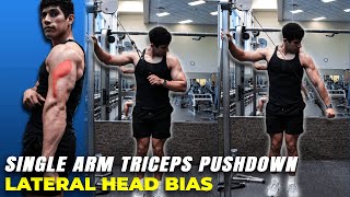 How to: Single arm Cable triceps pushdown | Lateral Head bias |