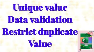 Data validation for unique value | Excel tutorials in Hindi #datavalidation #exceldatavalidation