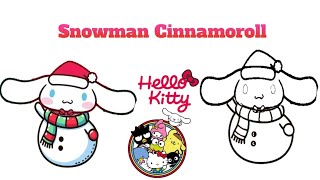 How to Draw Cinnamoroll Snowman | Hello Kitty and Friends | Coloring and Painting for Kids