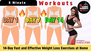 14-Day Fast and Effective Weight Loss Exercises at Home By 5 Minute Workouts