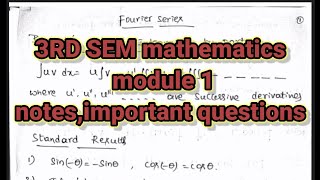 3rd sem mathematics important questions | Module-1: Fourier series and practical harmonic analysis