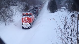 CN 2946 West, 6-Unit Loaded Crude Oil Train (iPhone Shot)03-15-2015