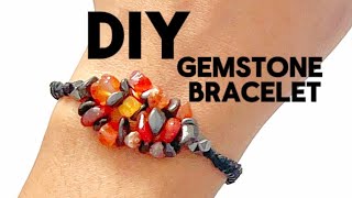 Quick and easy gemstone chip macrame bracelet tutorial