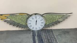 Wings Silent Glass Mirrored Wall Clock