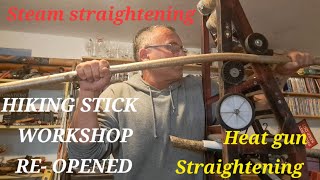 Hiking stick Workshop.RE-OPENED!  Steam and heat gun stick straightening.