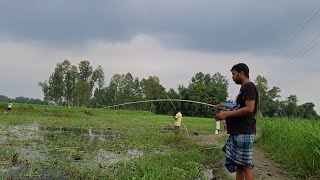 আজ বরশি দিয়ে কত গুলো মাছ পেলাম আর বাড়ী আসতেই বৃষ্টি শুরু হল | Village Style Hook Fishing