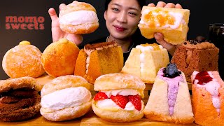 🍩도넛의 정석..😋쫄깃하고 부드러운 모모스위츠 쉬폰산도&도넛 먹방❤ | Momosweets Chocolate, Tiramisu Chiffon & Donut ASMR Mukbang