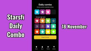 Starsfi Daily Combo 18 November | Starsfi Puzzle Solution Today | Starsfi Combo Cards #starsfi