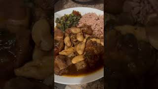 Cowfoot W/ Rice And Beans And Calaloo 👍🏾😋 #food #cooking #jamaica #jamaicanfood #yummy #tasty