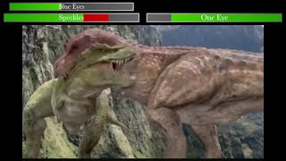 Dino King / Speckles the Tarbosaurus | Speckles and Blue Eyes vs One Eye with Healthbars (2/2)