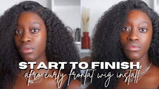 QUICK + EASY | GORGEOUS AFRO CURLY HAIR | START TO FINISH FRONTAL INSTALL FOR BEGINNERS FT LUVMEHAIR