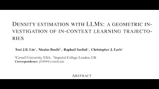 Density estimation with LLMs: a geometric investigation of in-context learning trajectories