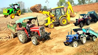 Eicher 380 | Massey 241&1035 Tractor | Jcb 3DX Xpert Backhoe Loading Mud in Trolly |John Deere Deere