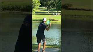 Paul McBeth throws a forehand over the water #discgolf