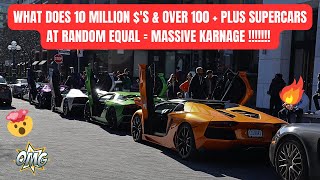 OVER 100 RANDOM SUPERCARS TAKEOVER DOWNTOWN INCLUDING 2 SVJ'S WITH THE 30,000 $ GINTANI F1 EXHAUST 🔥