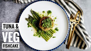 TUNA & VEG FISHCAKES + asparagus and green chili dressing