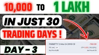 10,000 to 1 lakh 🔥 in just 30 Days challenge हिन्दी | Options Trading live