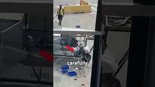 Airport Beverage Cart Spins Out of Control Near Jet