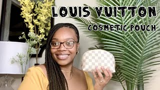 LOUIS VUITTON COSMETIC POUCH PM UNBOXING | WHAT FITS & IMPRESSIONS | LV Damier Azur