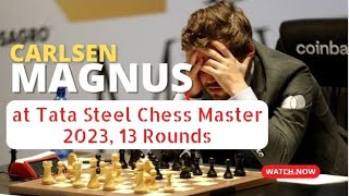 World Champion Carlsen Magnus vs Indian Grandmaster Arjun at Tata Steel Chess Master 2023, 13 Rounds