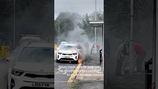 Car catches fire while driving ￼