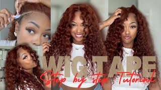 Super easy & Detailed 13 x4 install + Wig Tape tutorial| Pre Everything wig Ft. Beauty Forever Hair