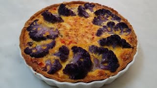 Quiche with purple cauliflower and vegetables - Quiché con coliflor morado y verduras