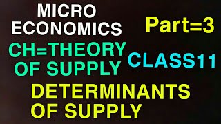 determinants of supply chapter Theory of supply class 11th microeconomics part=3