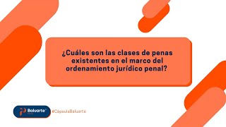 ¿Cuáles son las clases de penas existentes en el marco del ordenamiento jurídico penal en Colombia?