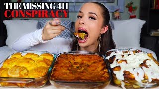 BREAKFAST CASSEROLE MUKBANG (Cinnamon Roll French Toast, Blueberry Pancake, Cheesy Egg & Biscuit)