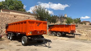 REMOLQUE BAÑERA 24 Toneladas RINOAGRO  Galera más eje tándem, descargando estiércol