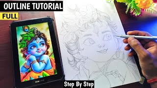 Krishna Ji Drawing | Outline Tutorial Step By Step | Krishna Ji Drawing Tutorial | Art Contest 2024