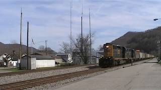 CSX 4080 Leads A Local Freight With Caboose At Marmet, West Virginia