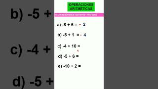 Operaciones de números positivos y negativos #aritmética #aritmética #maths #simplificacion #multip