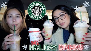 TRYING STARBUCKS HOLIDAY CHRISTMAS DRINKS 2020 | VLOGMAS DAY 19