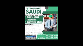 Job Recruitment for Saudi, Kuwait and Qatar ; Contact : +91 73050 68439, +91 73050 56202.