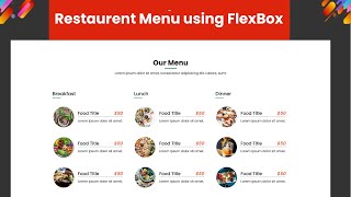 Restaurant Menu using Html, Css & FlexBox with Responsive