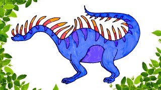 How To Draw Amargosaurus Dinosaur Easy Step by Step | Learn Colors For Kids