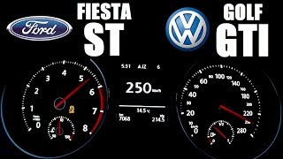 1.6T faster than 2.0T ?!? Fiesta ST (200hp) vs Golf GTI (220hp) Acceleration 0-200 km/h Top Speed 👌