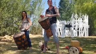 Christopher Behrens and Raquel Lopez drumming